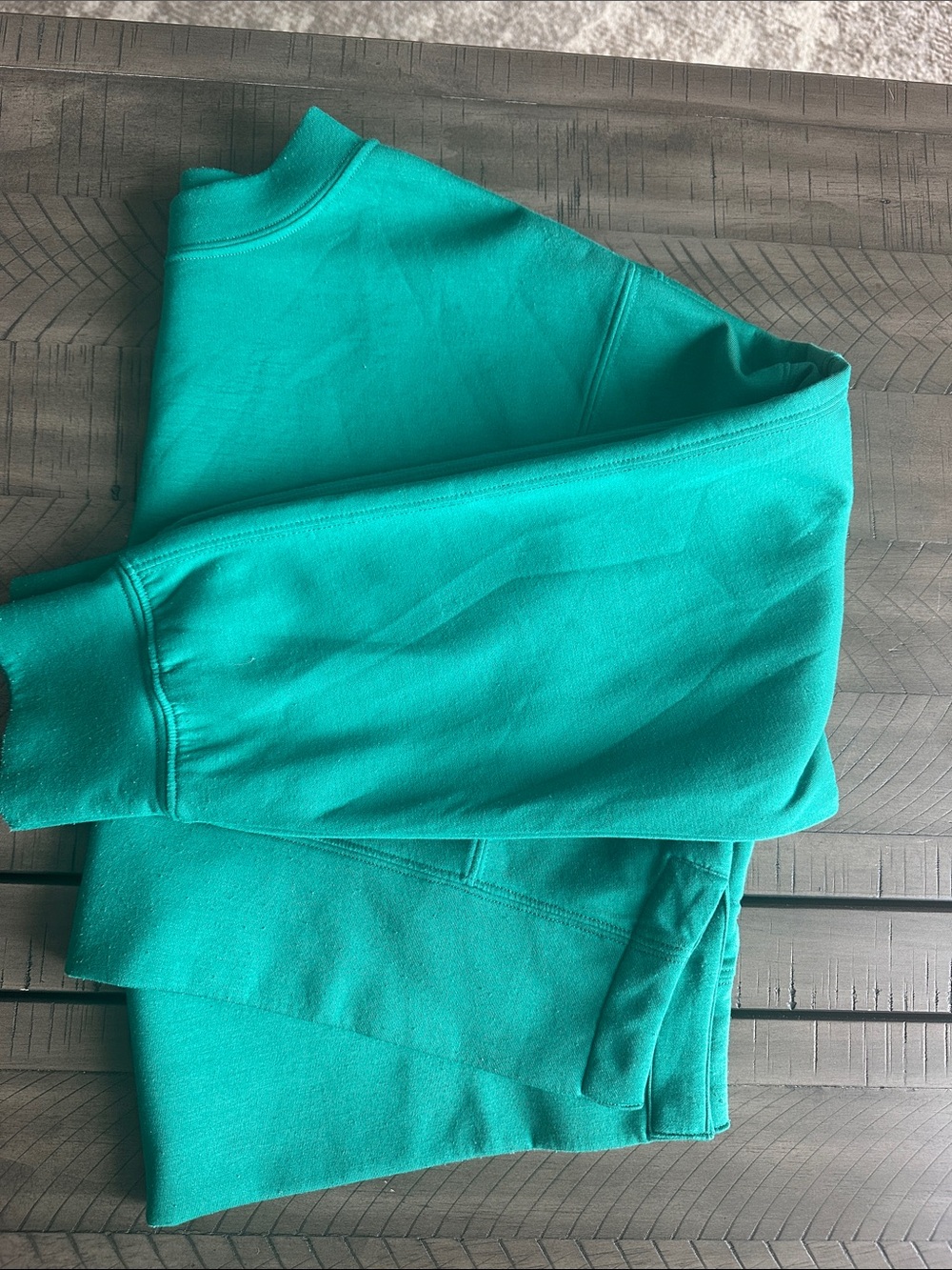 Women's Cropped Oversized Crewneck Sweatshirt - Teal Green - Picture 9 of 9
